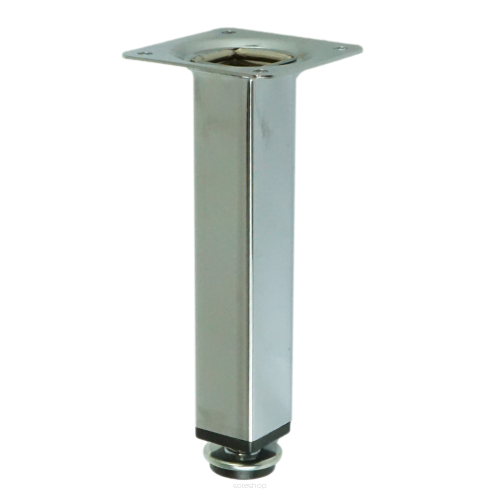 Adjustable steel leg, 15 CM long, with a mounting plate, chrome finish