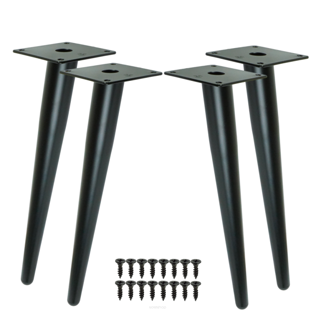 Inclined metal furniture legs 35 cm set with screws