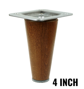 4 inch, Wallnut tapered wooden furniture leg